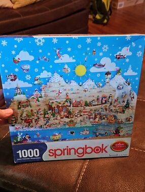 💕Hallmark Springbok 1000-Piece Puzzle - Bright Blue Holiday Village